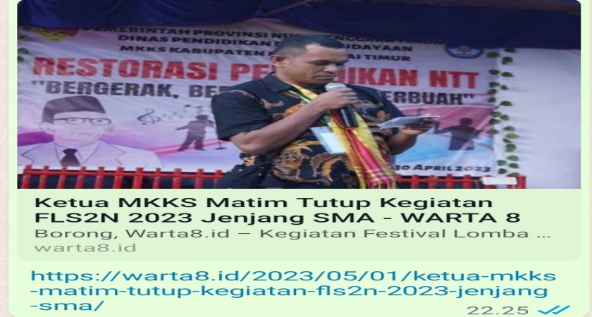 FLS2N Tingkat SMA Se-Manggarai Timur Berakhir: Ini Catatan Reflektif Ketua MKKS SMA.